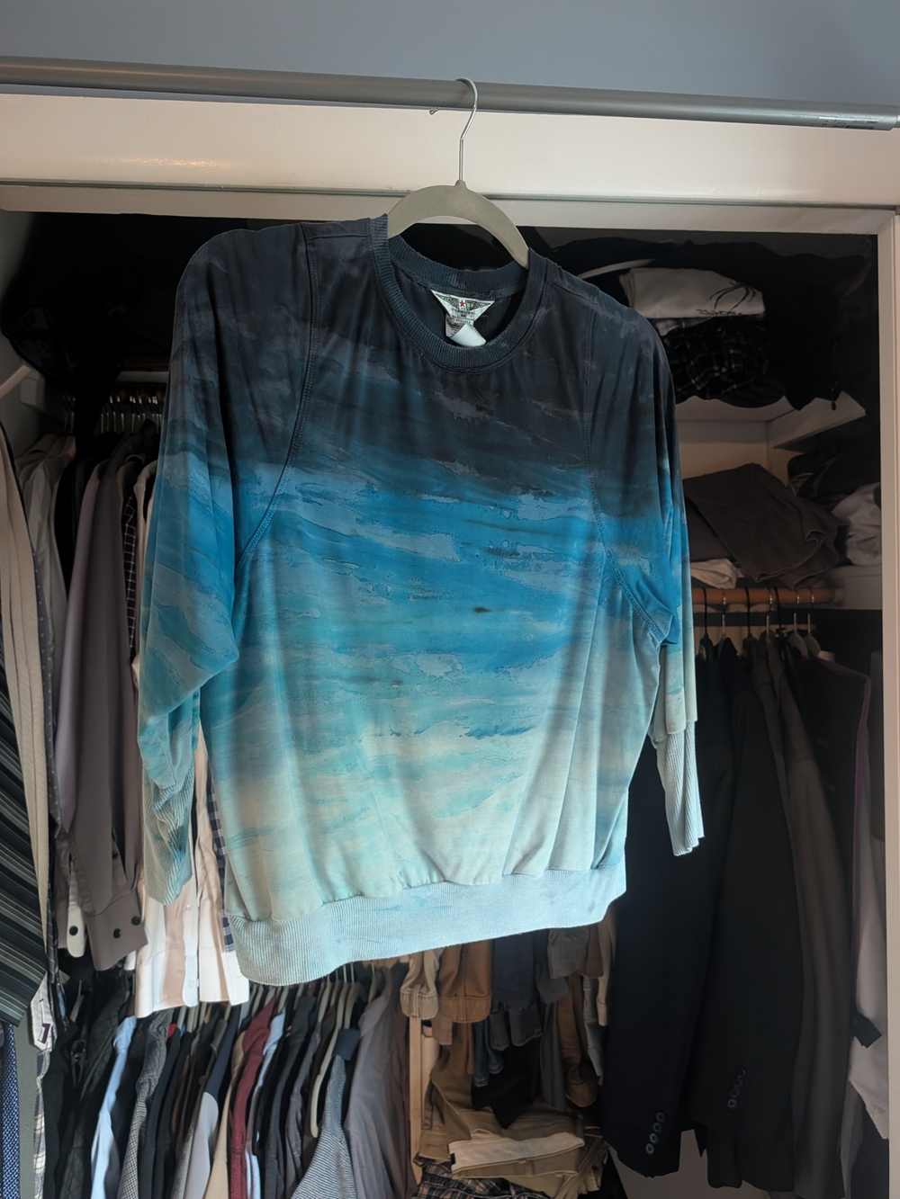 Hard Tail Ombre Teal to Black Crewneck Sweater